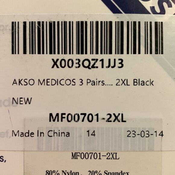 Akso Medicos Compression Socks Size 2XL Black 3 pair - Picture 4 of 9